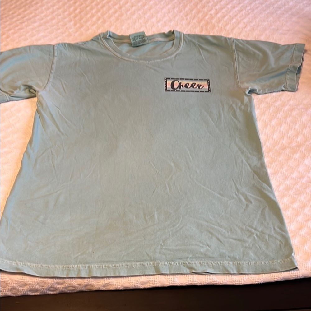 Green Short Sleeve Tee with Minimalist Cheer Logo
